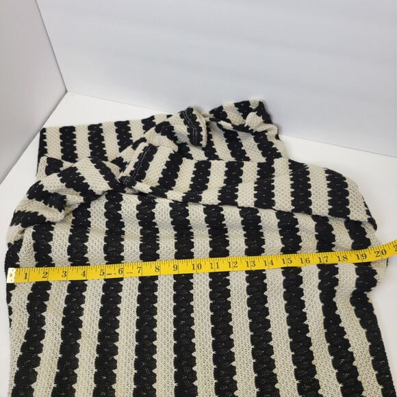 Freeway Womens Black White Stripe Gold Threads Cowl Neck Long Sleeve Sweater M - Picture 9 of 11